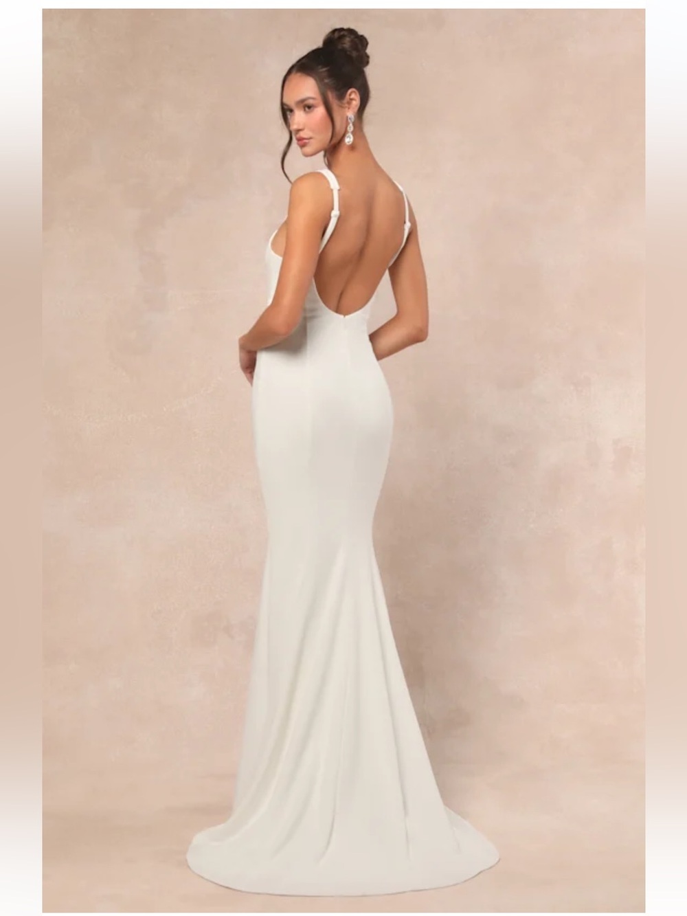 Lulus Safine White Backless Mermaid Maxi Dress